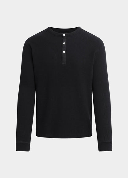 JOE'S | Henley en maille gaufrée - Noir