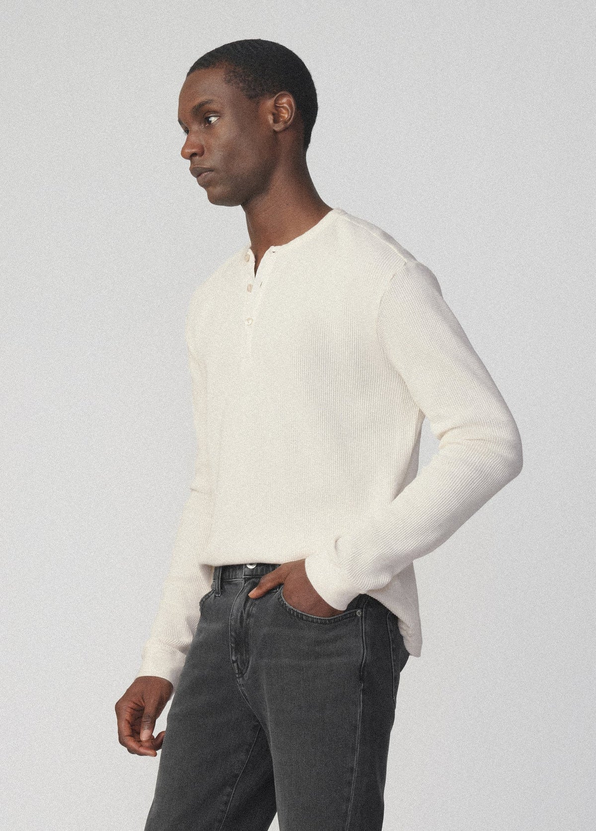 JOE'S | Henley en maille gaufrée - Écru