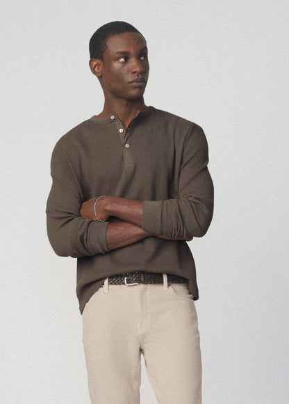 JOE'S | Henley en maille gaufrée - Vert thé