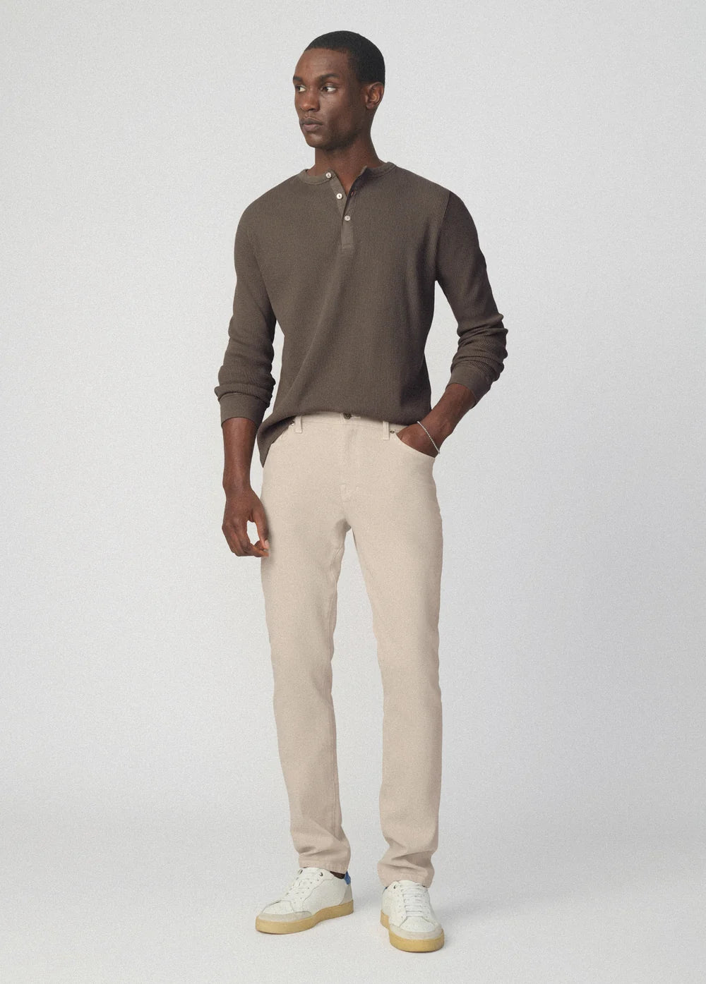 JOE'S | Henley en maille gaufrée - Vert thé