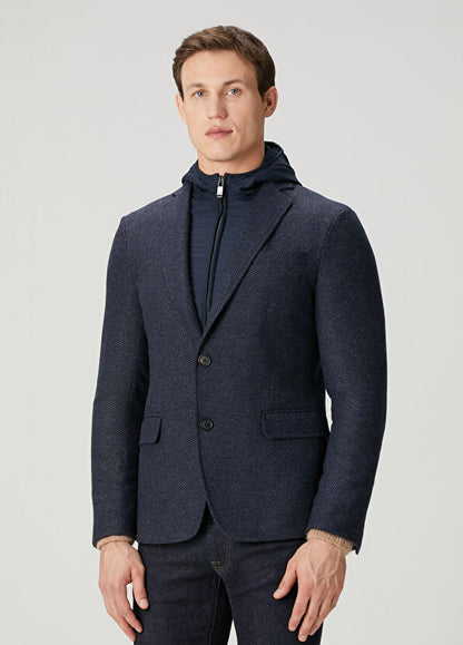 Pal Zileri | Veste à chevrons Col intérieur amovible à capuche - Marine