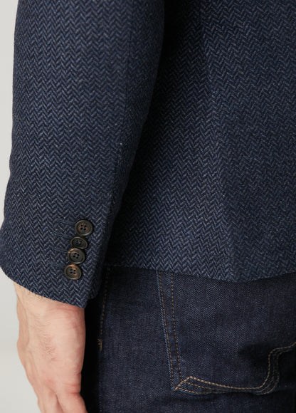 Pal Zileri | Veste à chevrons Col intérieur amovible à capuche - Marine