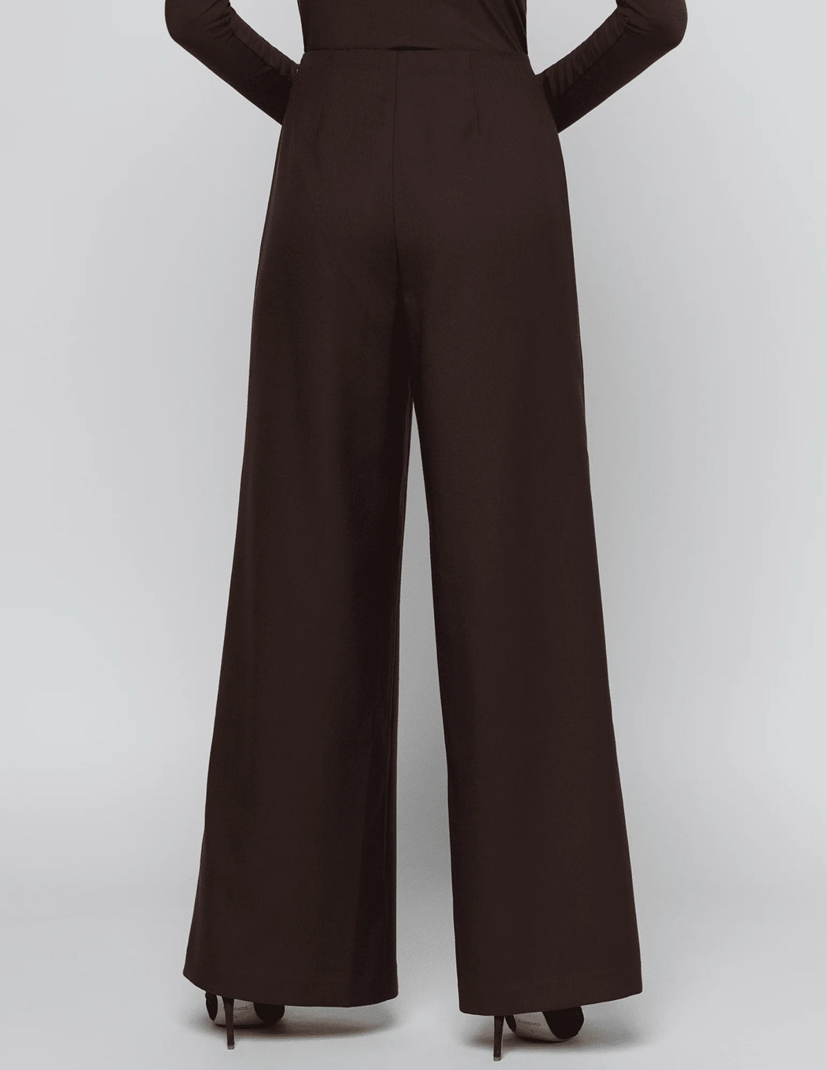 L'AGENCE | Pantalon à jambes larges plissées 'Nova' | Brun