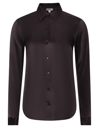 L'AGENCE | Blouse en soie 'Tyler' | Brun
