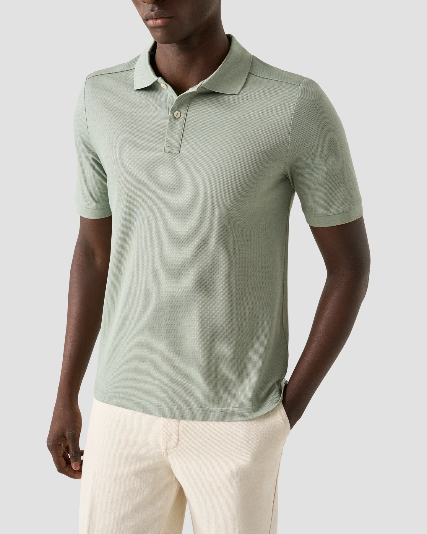 Eton | Le polo  jersey piqué de coton Uni Filo di Scozia - Sauge