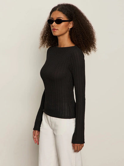 Sanctuary | Haut texturé encolure bateau - Noir