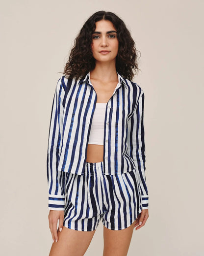 Bella Dahl | Chemise courte| Blanc et Bleu
