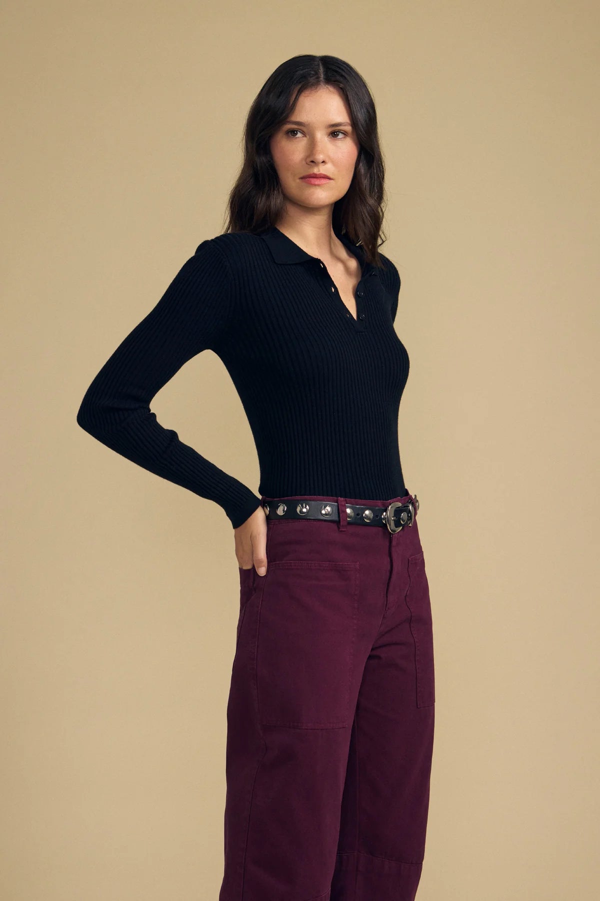 Velvet |  Polo ''Frances'' en coton et cachemire | Noir