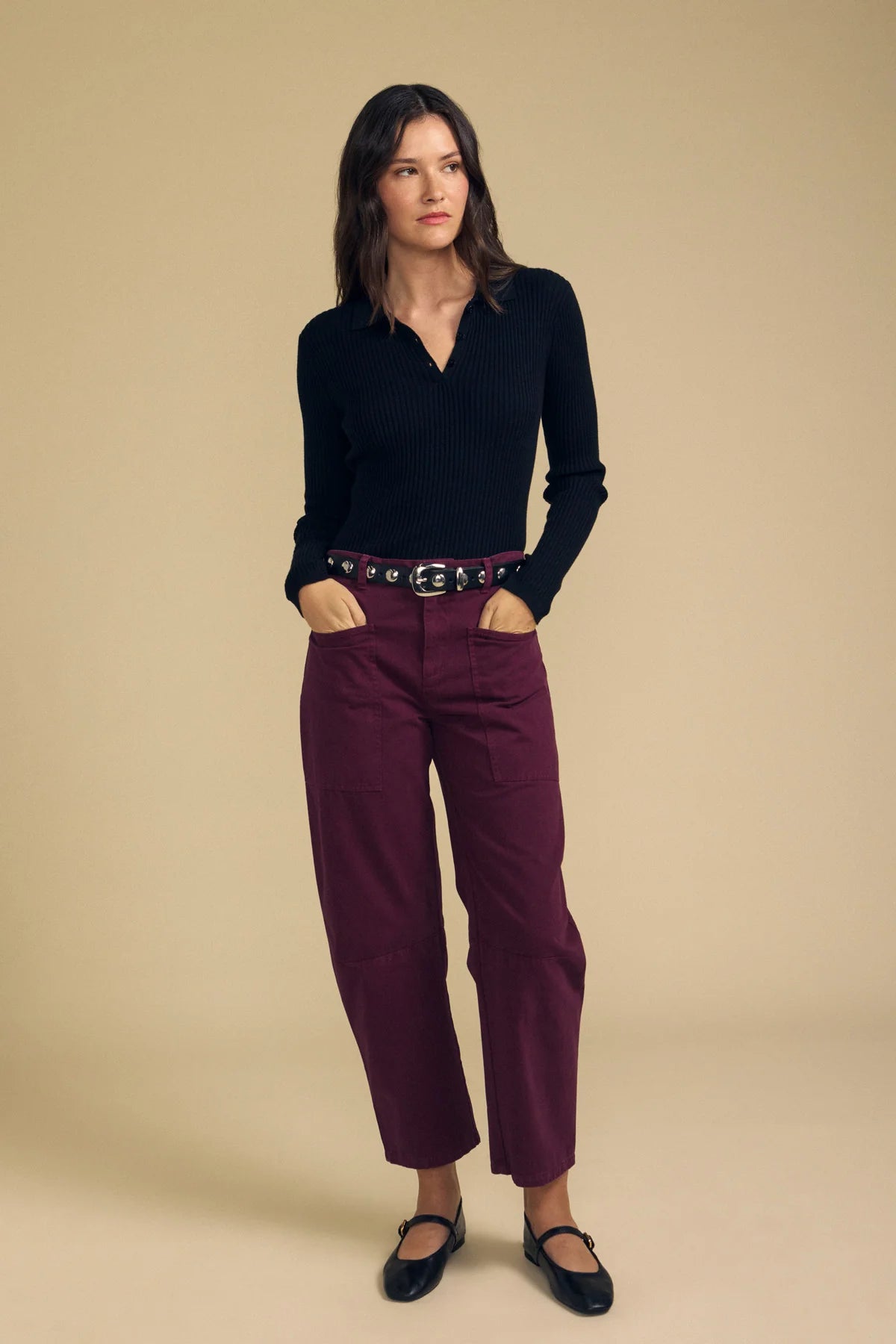 Velvet |  Polo ''Frances'' en coton et cachemire | Noir