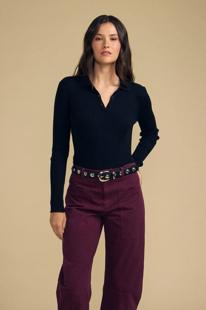 Velvet |  Polo ''Frances'' en coton et cachemire | Noir