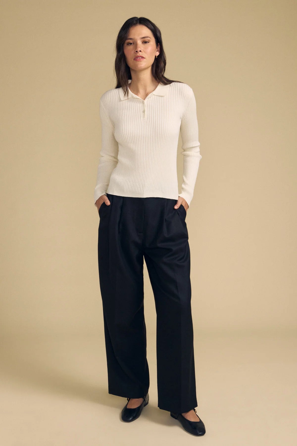 Velvet |  Polo ''Frances'' en coton et cachemire | Ivoire