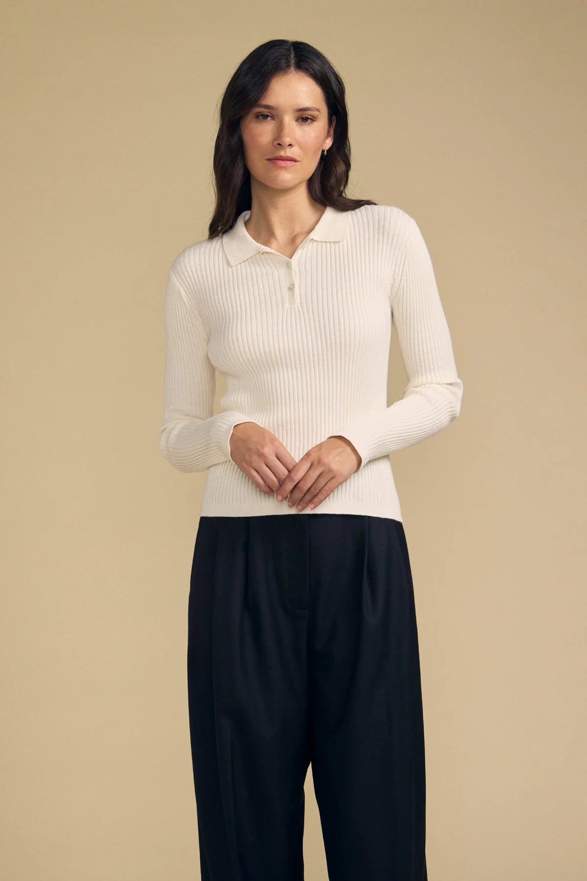 Velvet |  Polo ''Frances'' en coton et cachemire | Ivoire