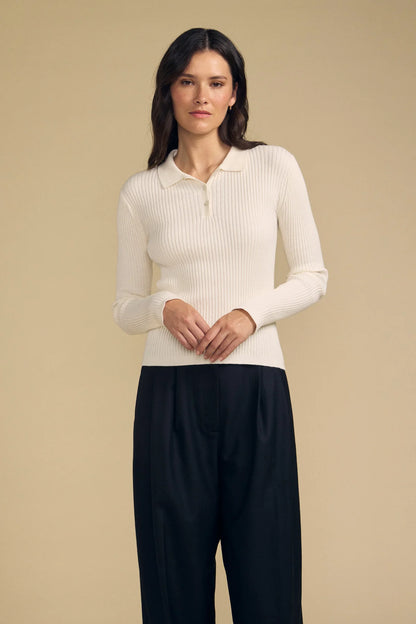 Velvet |  Polo ''Frances'' en coton et cachemire | Ivoire