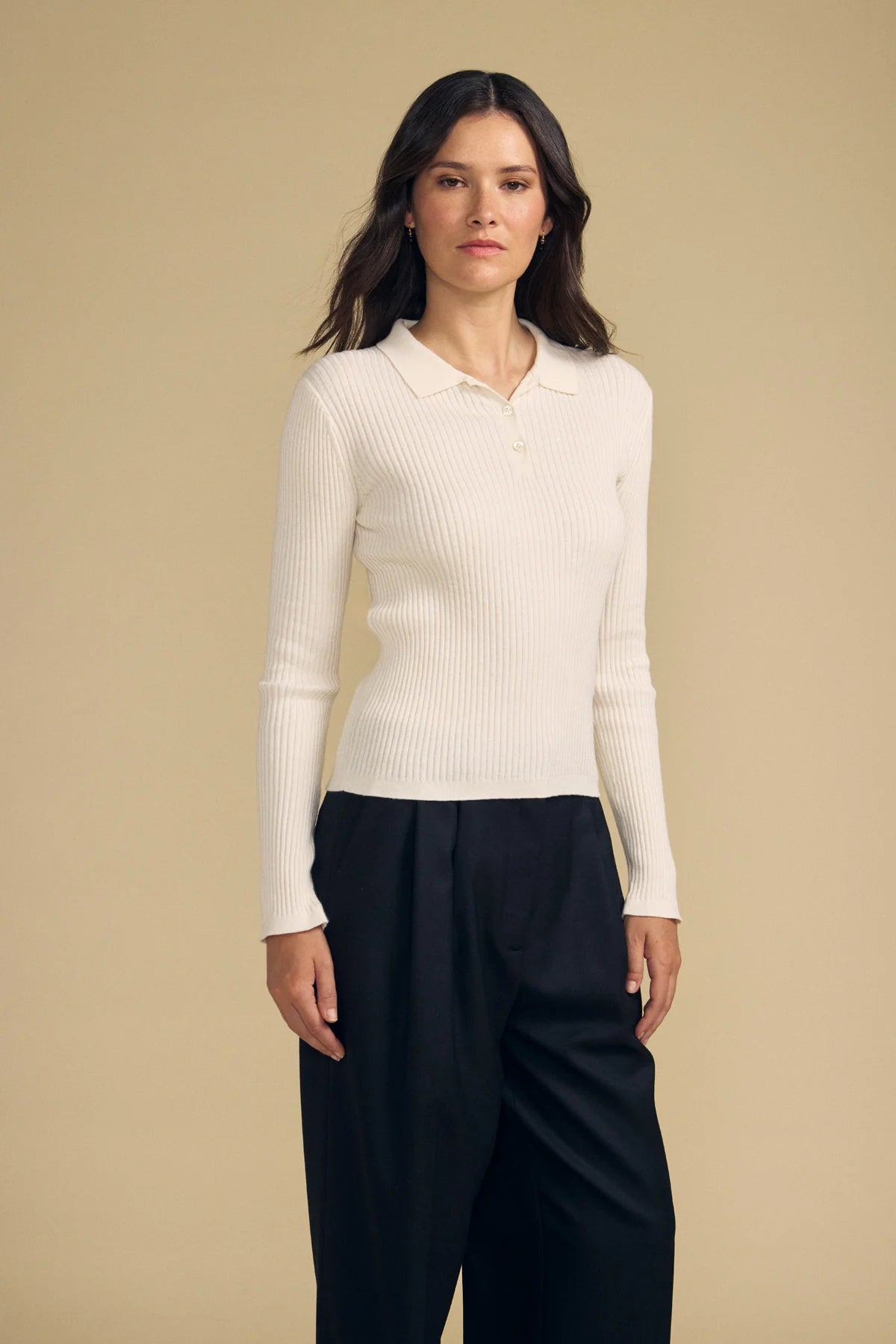 Velvet |  Polo ''Frances'' en coton et cachemire | Ivoire