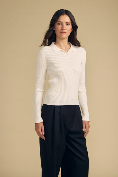 Velvet |  Polo ''Frances'' en coton et cachemire | Ivoire