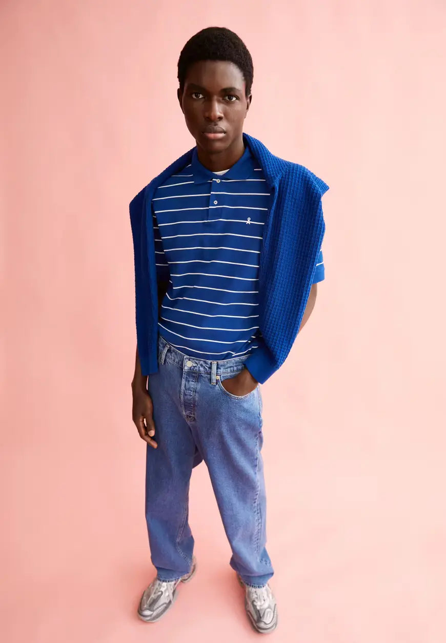 ARMEDANGELS |  Polo rayé "MAARIO"  - Bleu & Blanc