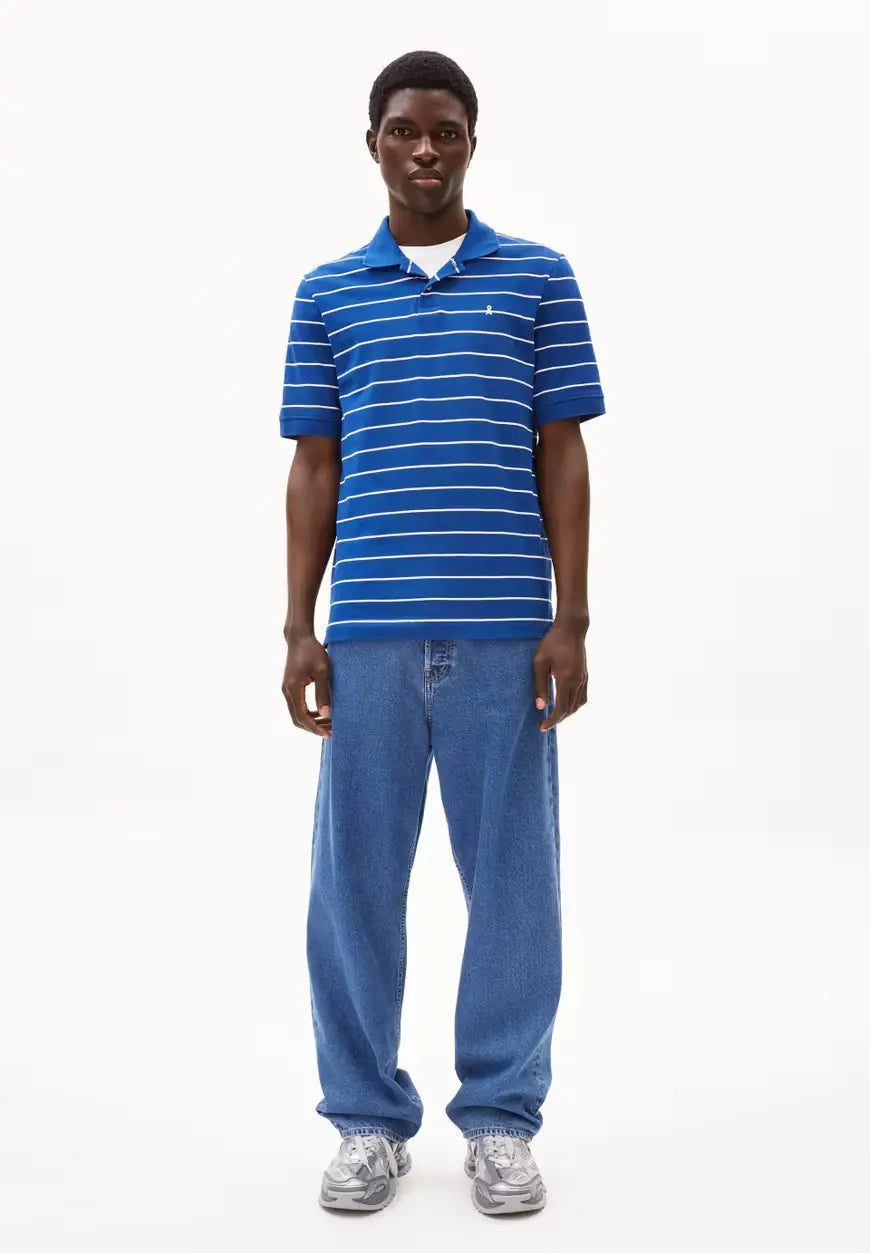 ARMEDANGELS |  Polo rayé "MAARIO"  - Bleu & Blanc