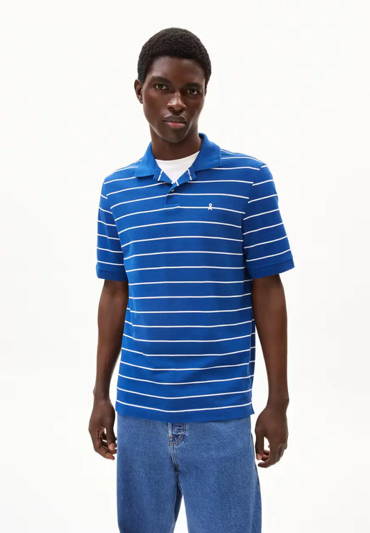 ARMEDANGELS |  Polo rayé "MAARIO"  - Bleu & Blanc