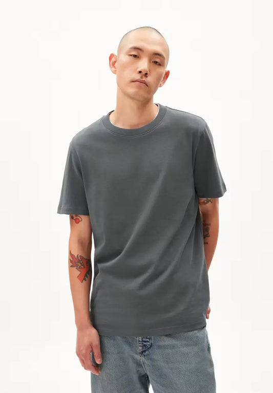 ARMEDANGELS | T-Shirt a col rond en coton - Space Steel