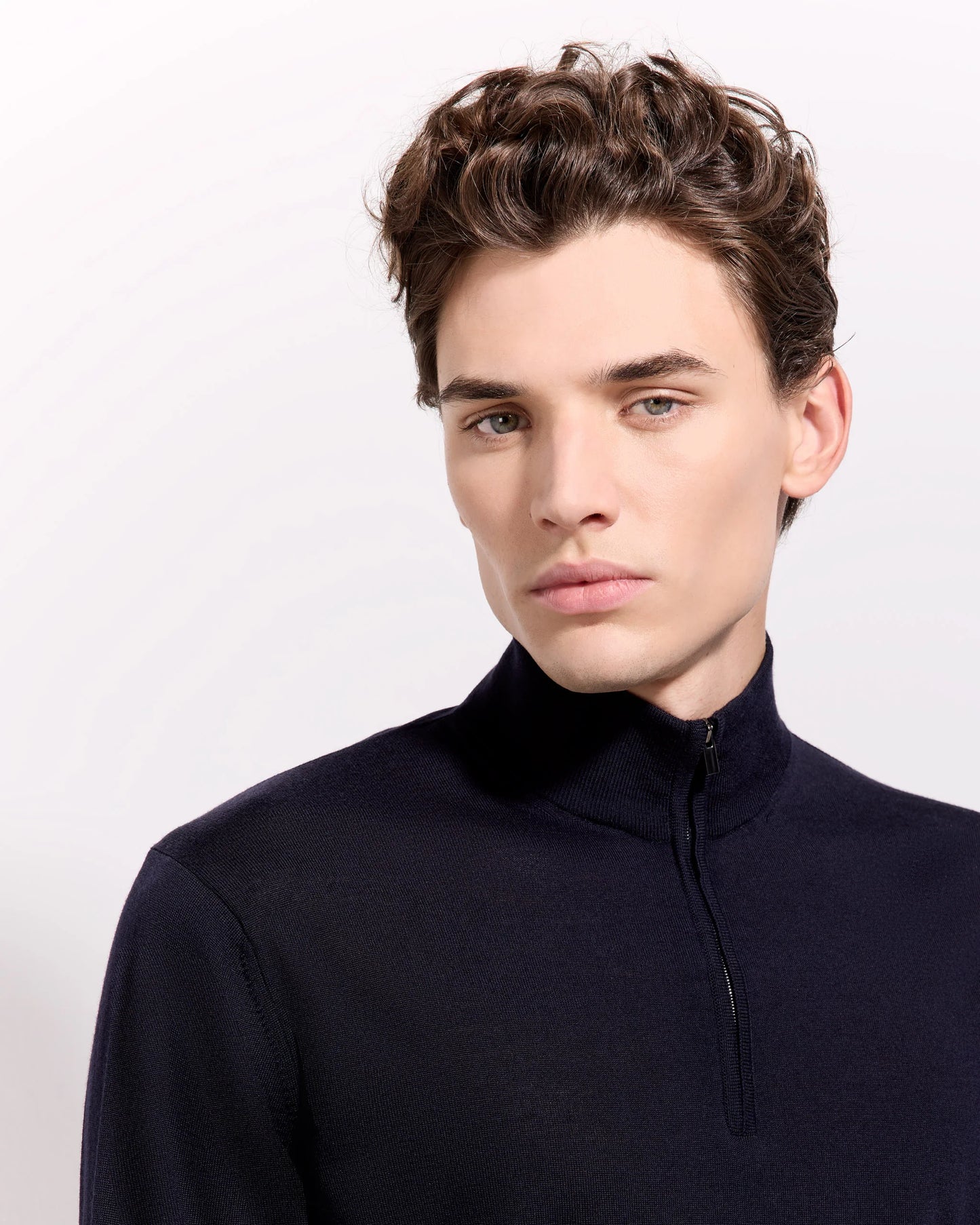 Filippo De Laurentiis | Pull demi-zip en laine mérinos royale - Bleu