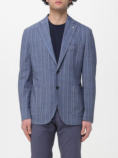 Manuel Ritz | Veste rayée Nuvola en jersey de coton mélangé - Bleu