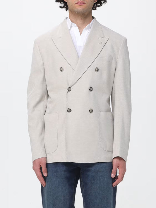 Manuel Ritz | Veste croisée en jersey de coton piqué - Beige