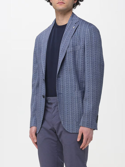 Manuel Ritz | Veste rayée Nuvola en jersey de coton mélangé - Bleu