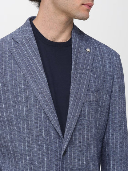 Manuel Ritz | Veste rayée Nuvola en jersey de coton mélangé - Bleu