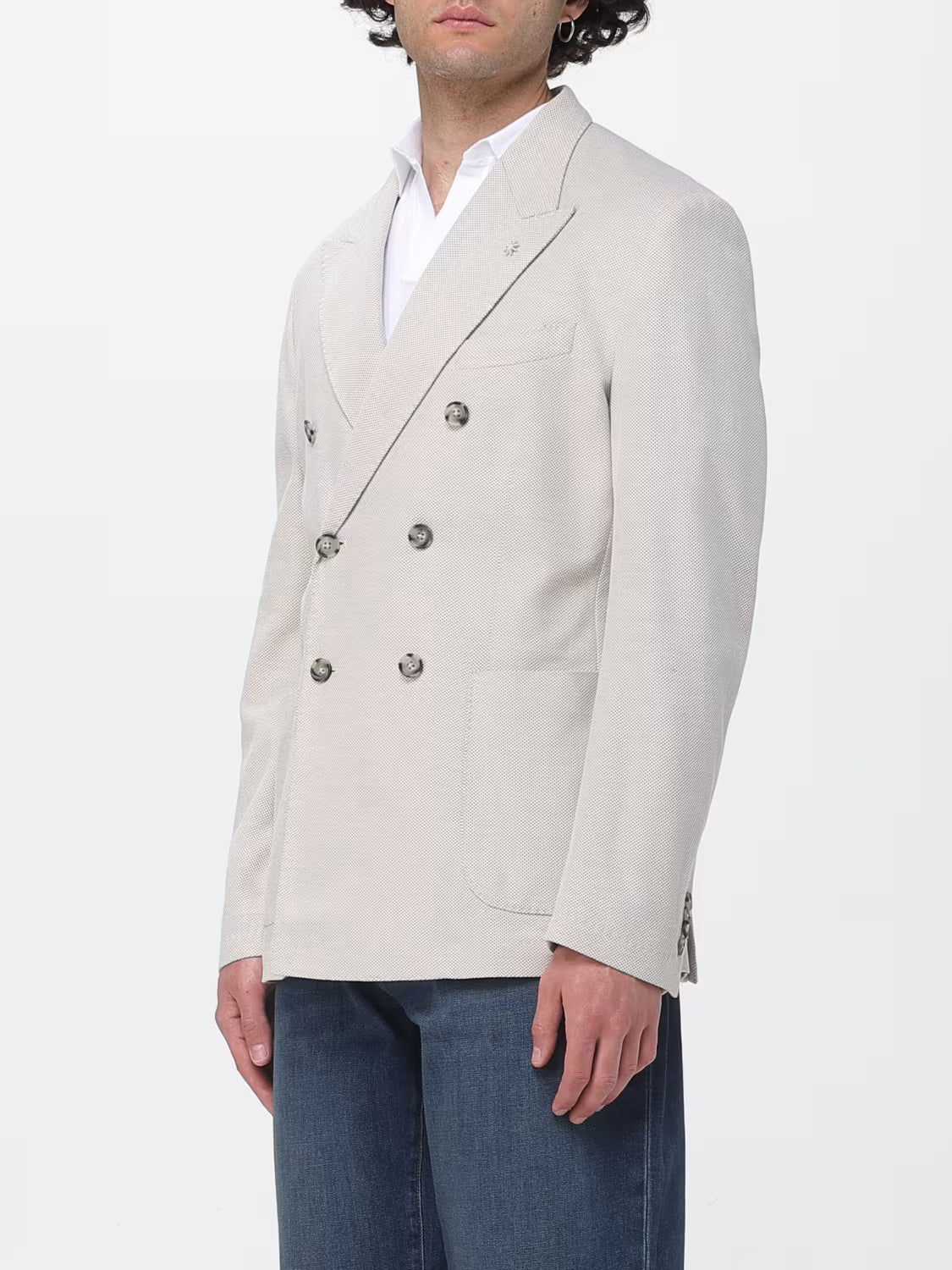 Manuel Ritz | Veste croisée en jersey de coton piqué - Beige
