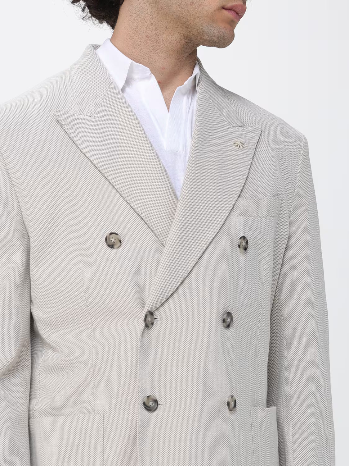 Manuel Ritz | Veste croisée en jersey de coton piqué - Beige