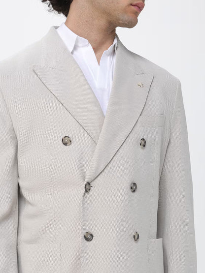 Manuel Ritz | Veste croisée en jersey de coton piqué - Beige