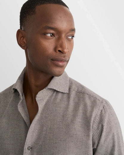 ETON | Chemise en flanelle à motif pied-de-poule - Taupe/Gris