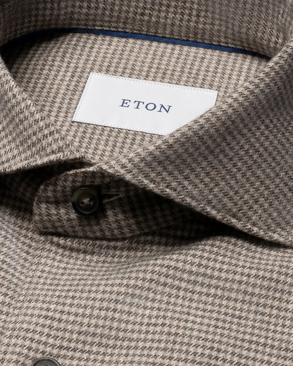 ETON | Chemise en flanelle à motif pied-de-poule - Taupe/Gris