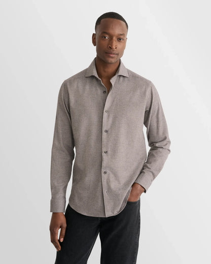 ETON | Chemise en flanelle à motif pied-de-poule - Taupe/Gris