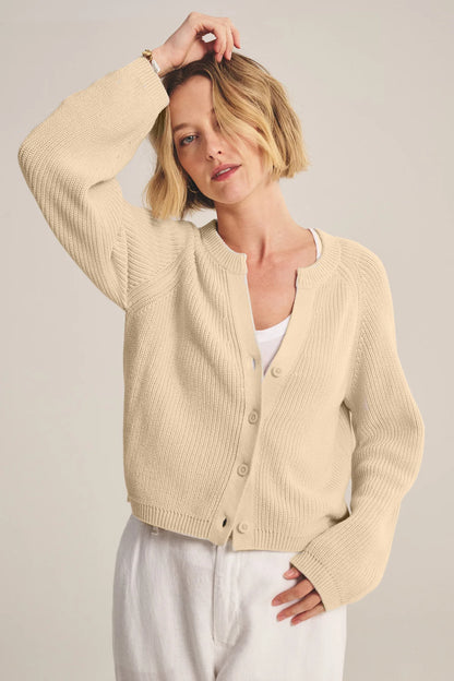 Velvet | Le cardigan ''Mirae'' en maille épaisse texturée -  Crème