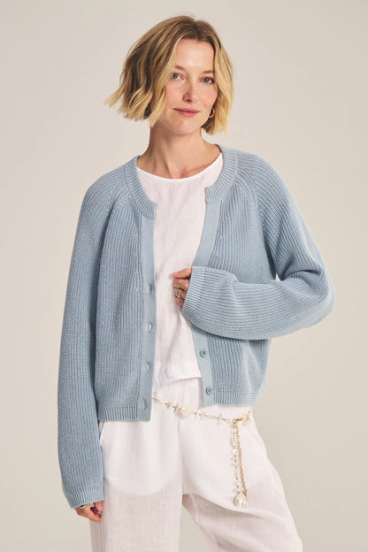 Velvet | Le cardigan ''Mirae'' en maille épaisse texturée - Bleu