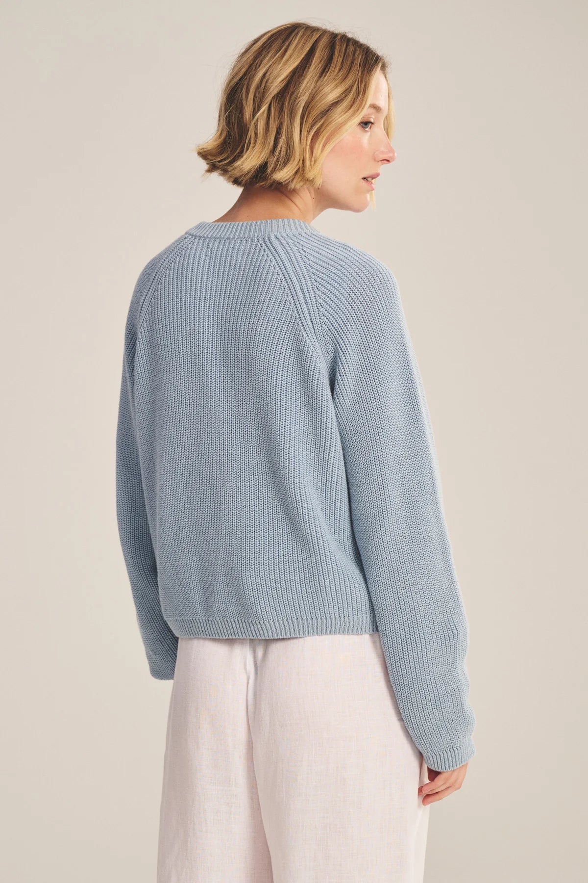 Velvet | Le cardigan ''Mirae'' en maille épaisse texturée - Bleu