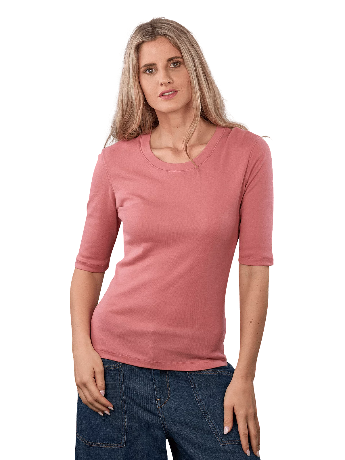 MOS MOSH | T-shirt à col rond "MALI"- Rose poudré