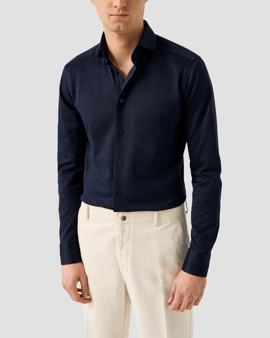 Eton | La chemise en jersey Filo di Scozia - Bleu