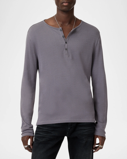 John Varvatos |  Henley texturé à manches longues ''Walden'' -  Lavande sèche