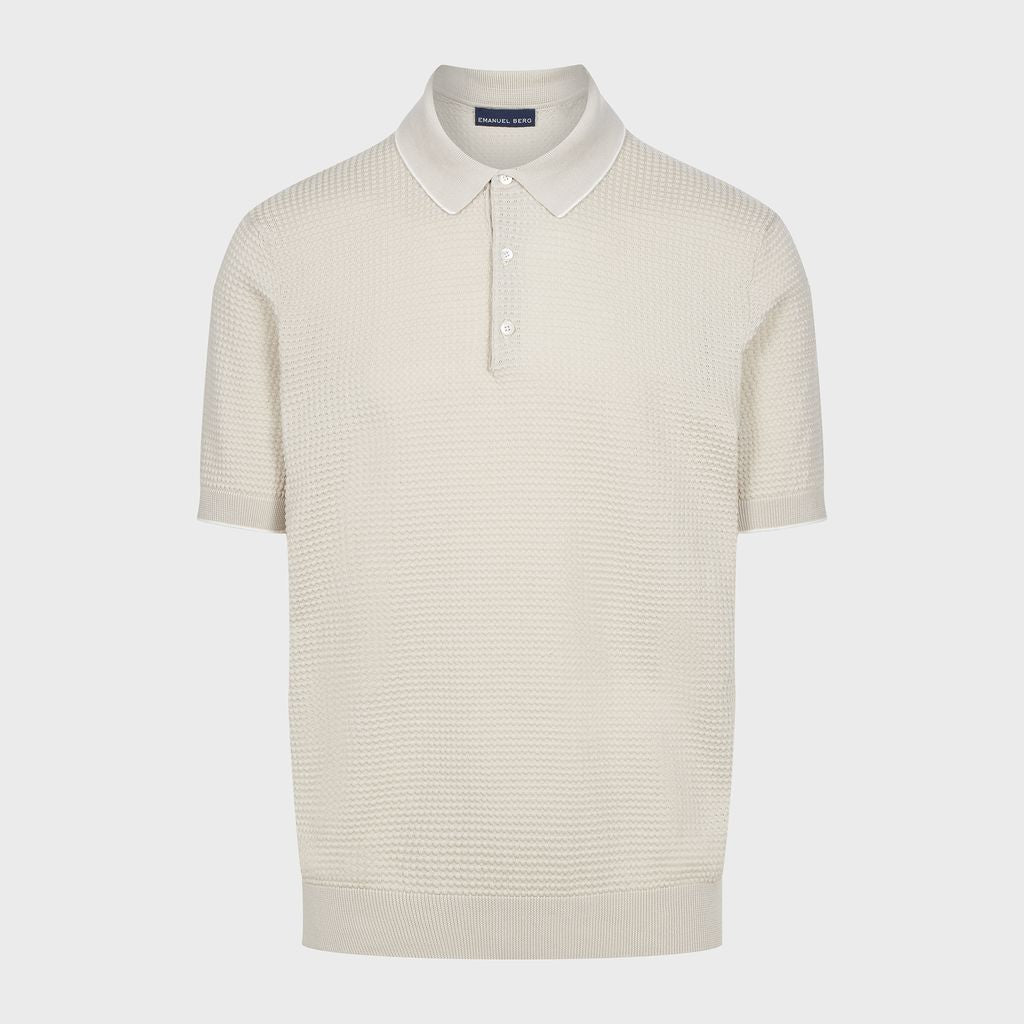 EMANUEL BERG |  Le polo en maille texturée - Beige