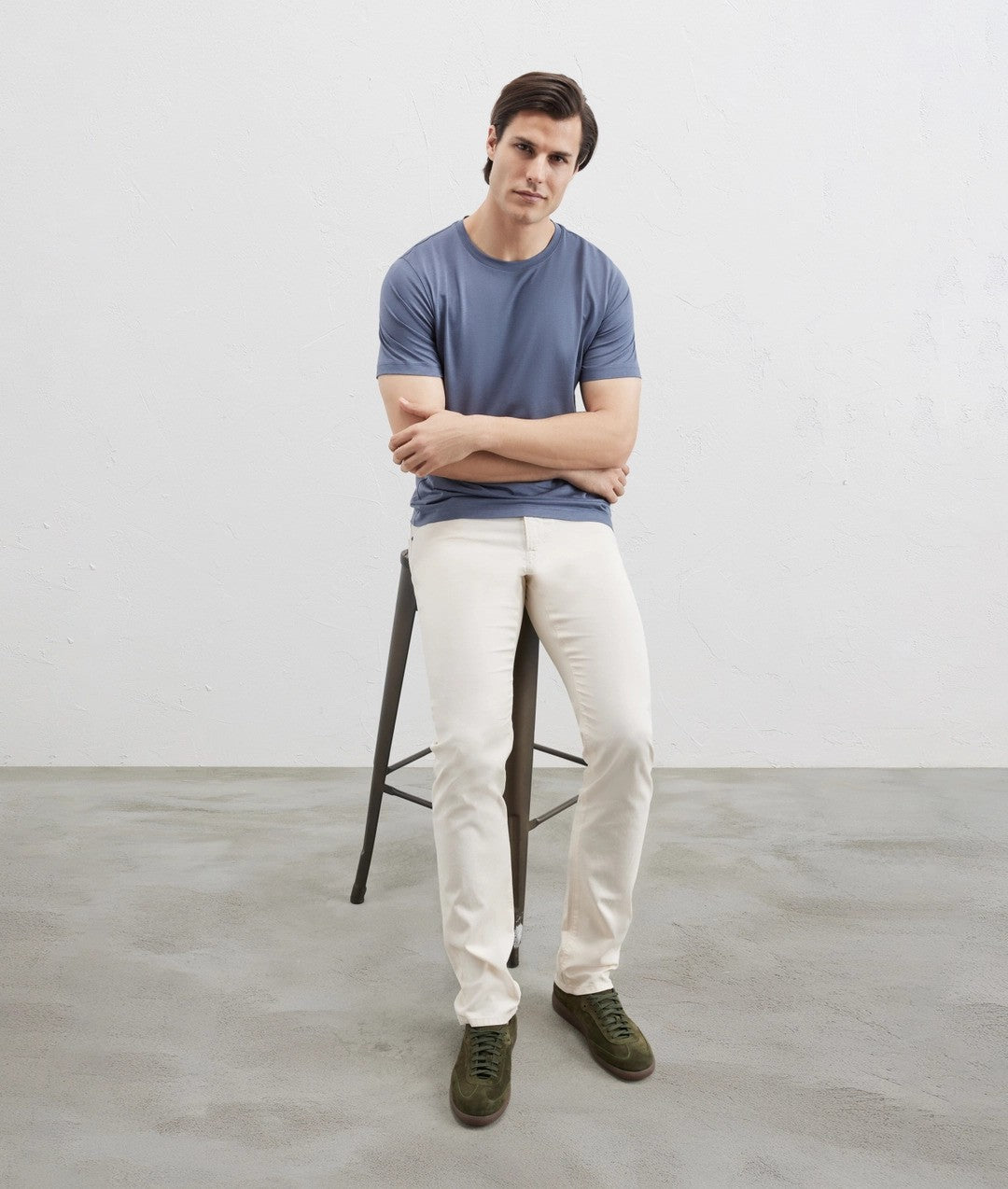 Pal Zileri | T-shirt ''Effortless'' en coton et lyocell  - Bleu gris