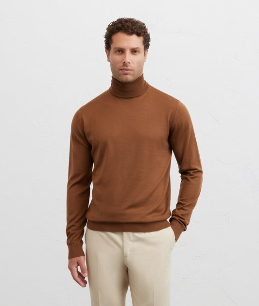 Pal Zileri |  Pull à col roulé en laine coupe classique - Marron