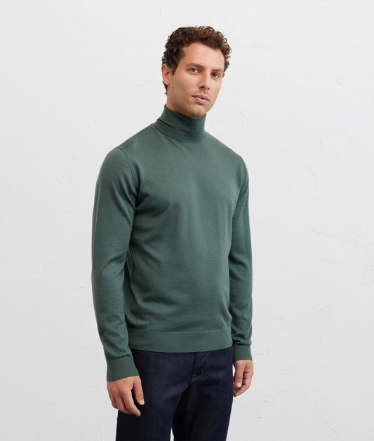 Pal Zileri |  Pull à col roulé en laine coupe classique - Vert