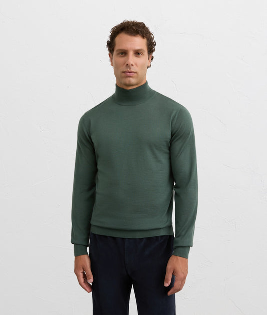 Pal Zileri | Pull à col montant en laine, coupe classique  - Vert