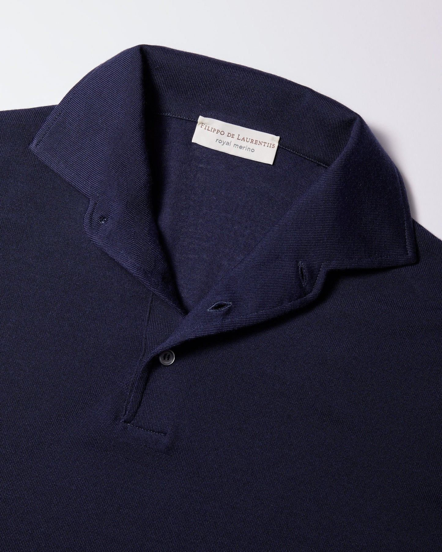 Filippo De Laurentiis |  Polo à col chemise en laine mérinos royale - Bleu