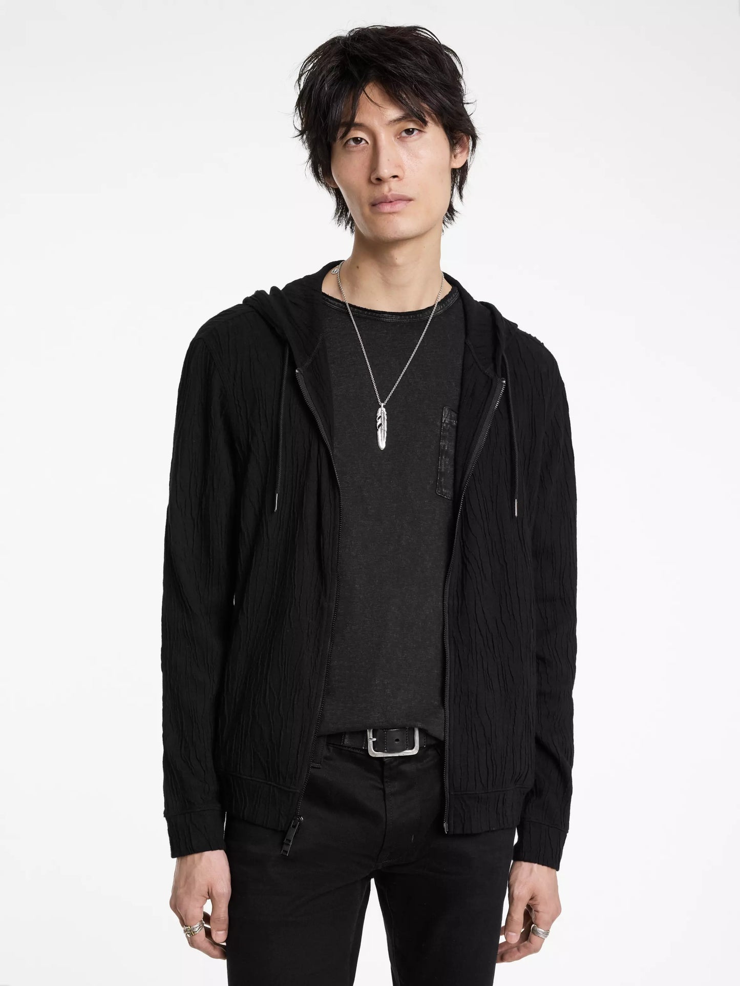 John Varvatos | Le sweat à capuche en tissu jacquard ''Ihsan'' - Noir