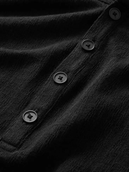 John Varvatos |  Henley texturé à manches longues ''Walden'' -  Noir