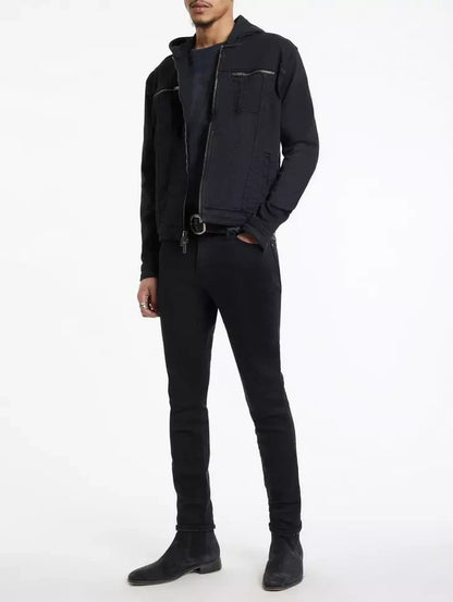 John Varvatos | La veste en jean stretch à capuche ''Scott'' - Noir