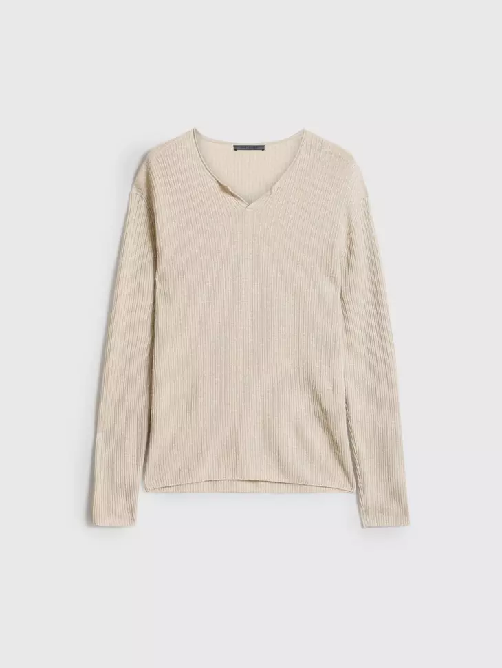 John Varvatos | Le pull-over Henley texturé ''Egor'' - Gris brumeux